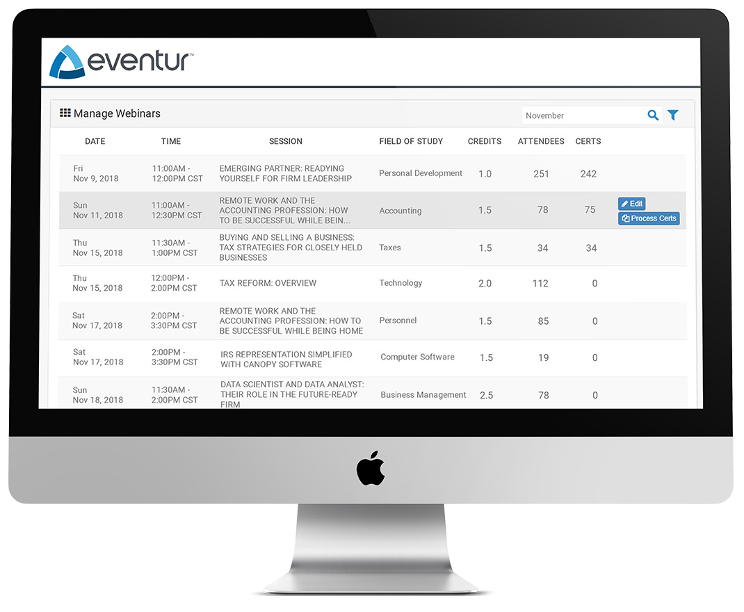 screenshot of Eventur Conference